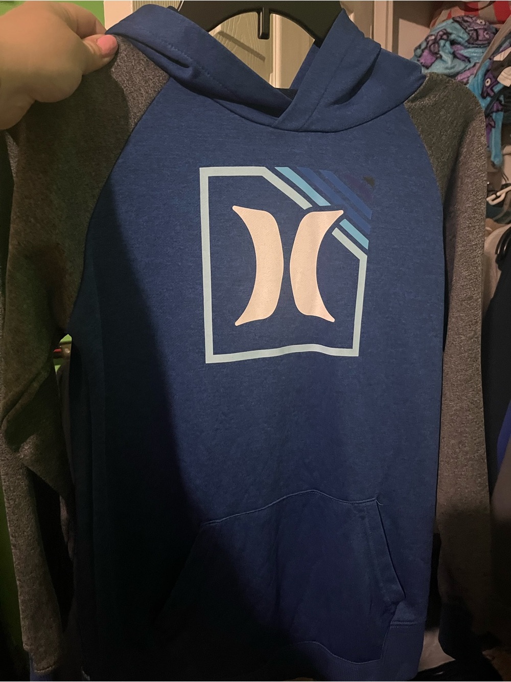 Hurley Blue and Gray Zip-Up Hoodie